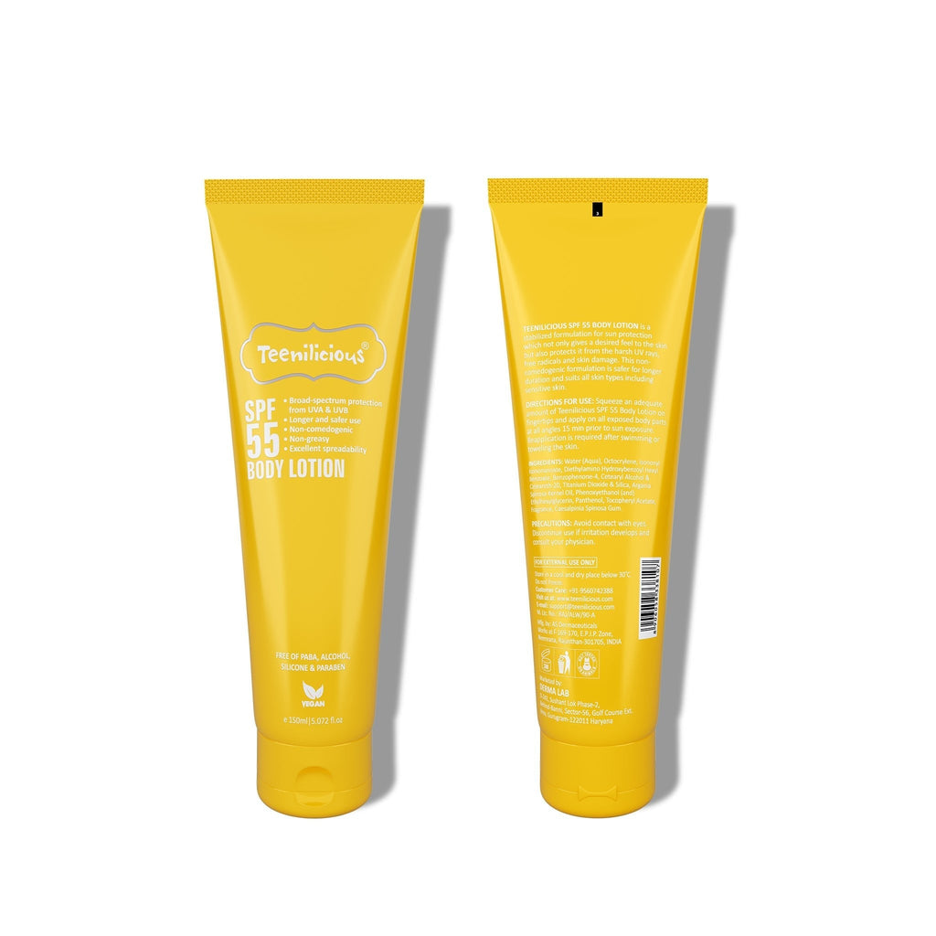 Fixderma Teenilicious SPF Sunscreen Kit, Face Gel + Body Lotion, Broad Spectrum PA+++ ,No White Cast, Light Weight