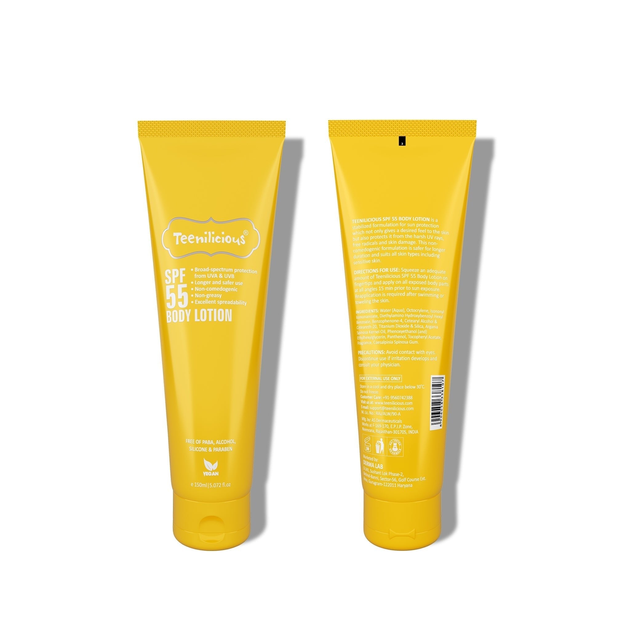 Fixderma Teenilicious SPF Sunscreen Kit, Face Gel + Body Lotion, Broad Spectrum PA+++ ,No White Cast, Light Weight