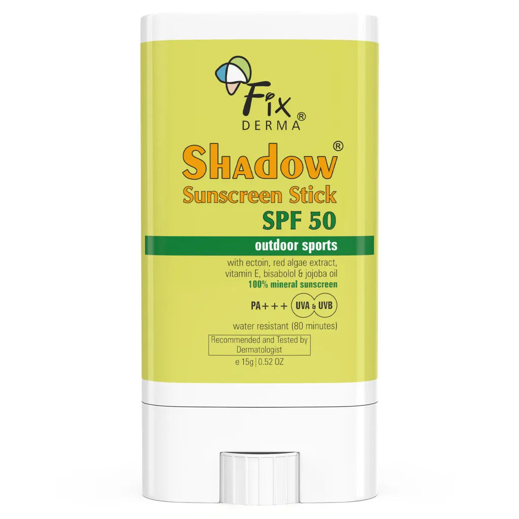 Fixderma Shadow Sunscreen Stick SPF 50 for outdoor sports in green color