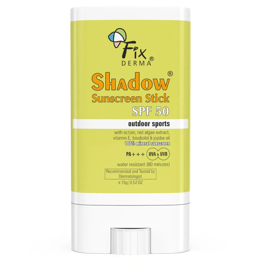 Fixderma Shadow Sunscreen Stick SPF 50 for outdoor sports in white color